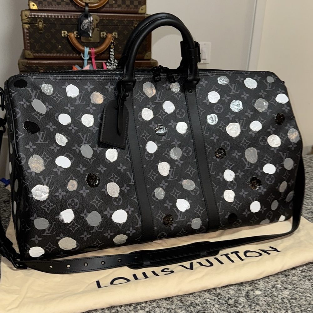 Louis Vuitton kusama eclipse monogram dots keepall 55 Travel duffle Bag suitcase - Picture 2 of 16
